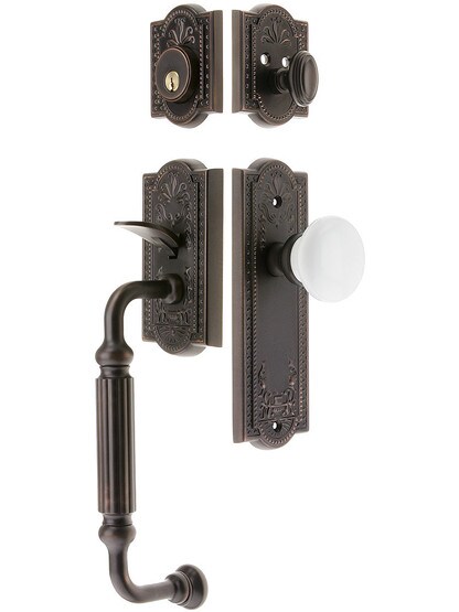 Parthenon Entry Lock Set in Oil-Rubbed Bronze Finish with Hyde Park Knob and